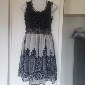 American Rag Black Sequin Top with Black and White Bottom Size XS